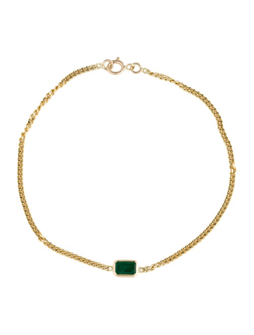 Jewelmak 14K Emerald Station Bracelet