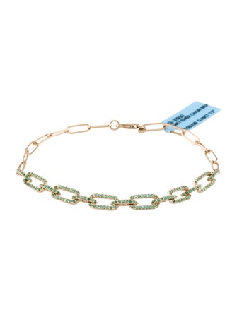 Jewelmak 14K Emerald Link Bracelet