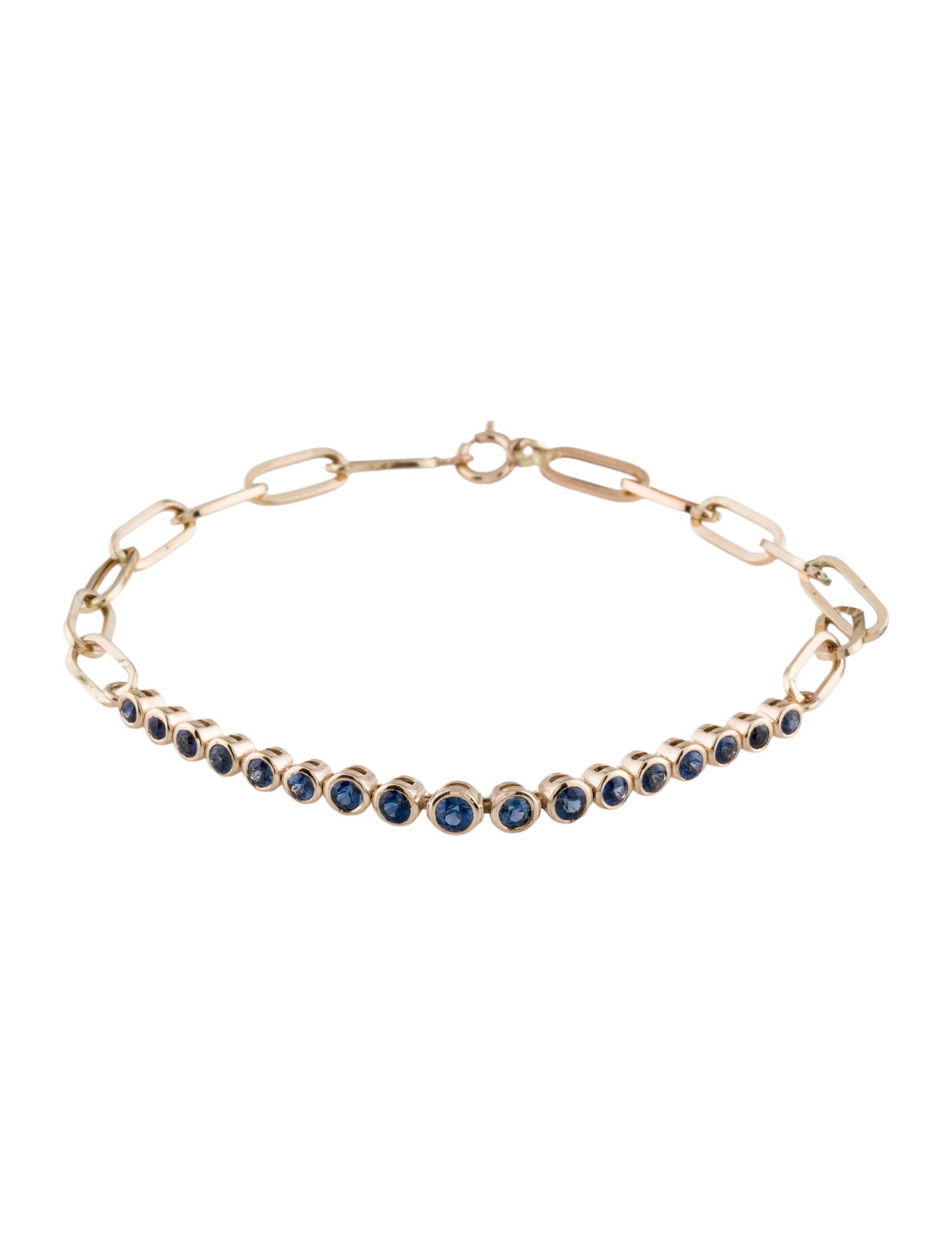Jewelmak 14K 1.06ctw Sapphire Link Bracelet