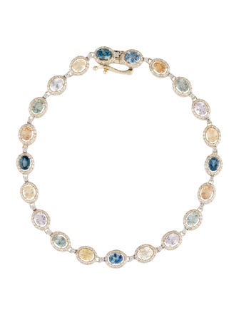 Jewelmak 14K Multicolor Sapphire & Diamond Link Bracelet