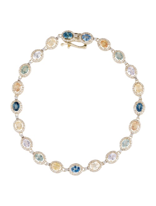 Jewelmak 14K Multicolor Sapphire & Diamond Link Bracelet