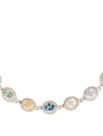 Jewelmak 14K Multicolor Sapphire & Diamond Link Bracelet