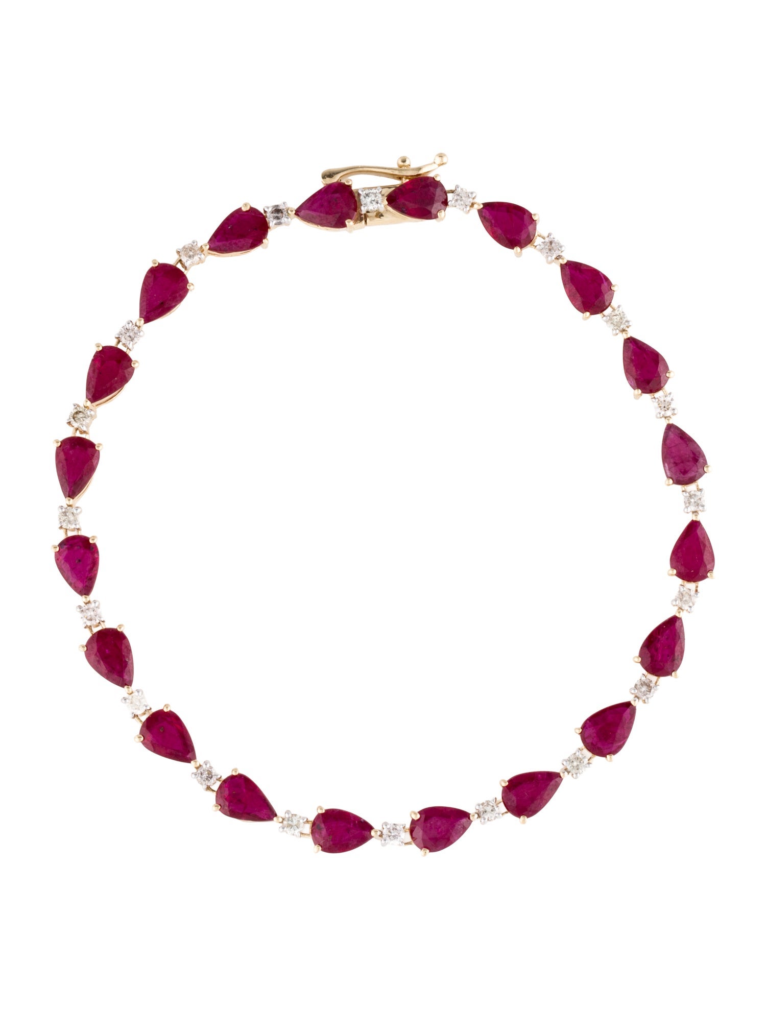 Jewelmak 14K Ruby & Diamond Link Bracelet