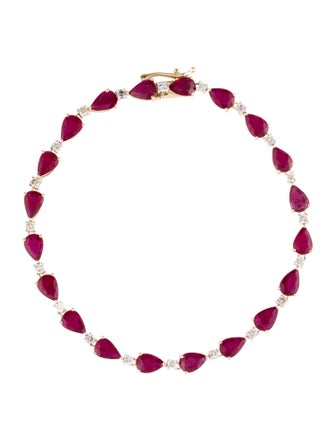 Jewelmak 14K Ruby & Diamond Link Bracelet