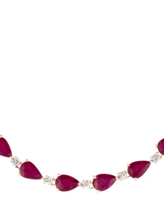 Jewelmak 14K Ruby & Diamond Link Bracelet