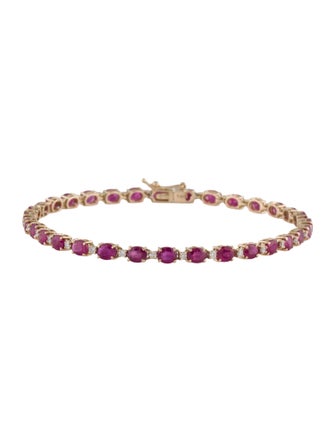 Jewelmak 14K 6.7ctw Ruby & Diamond Tennis Bracelet
