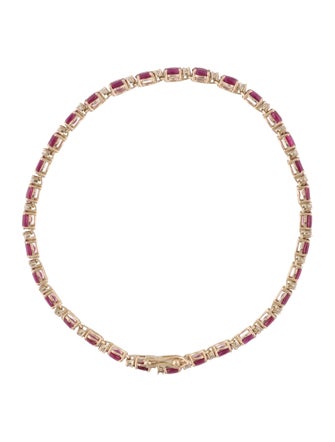 Jewelmak 14K 6.7ctw Ruby & Diamond Tennis Bracelet