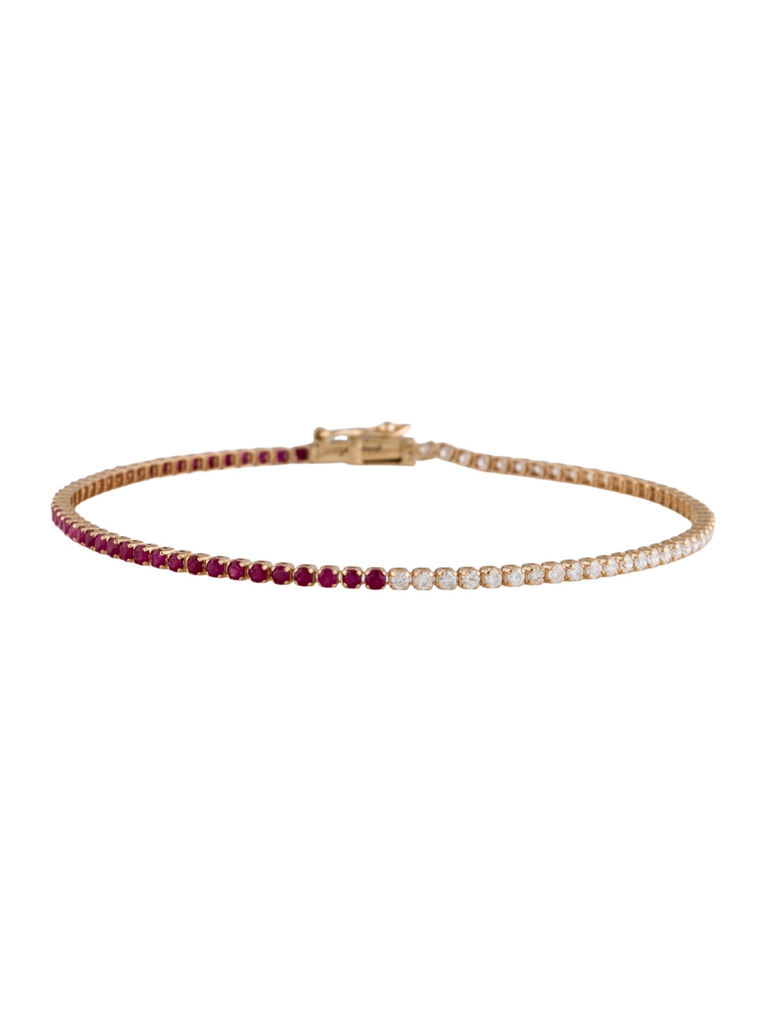 Jewelmak 14K Ruby & Diamond Tennis Bracelet