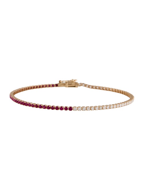 Jewelmak 14K Ruby & Diamond Tennis Bracelet