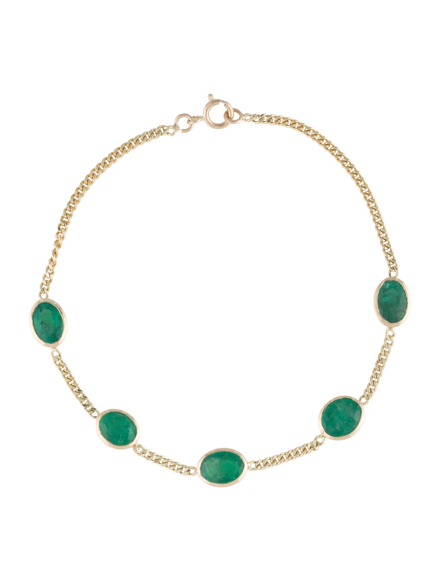 Jewelmak 14K 4.23ctw Emerald Station Bracelet