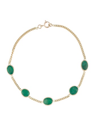 Jewelmak 14K 4.23ctw Emerald Station Bracelet