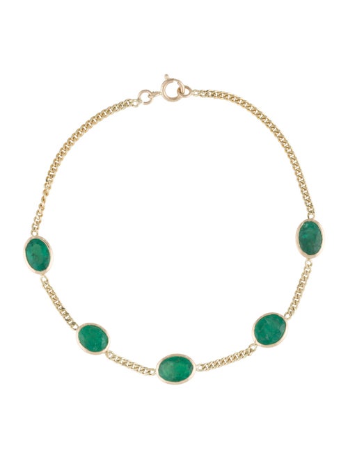 Jewelmak 14K 4.23ctw Emerald Station Bracelet