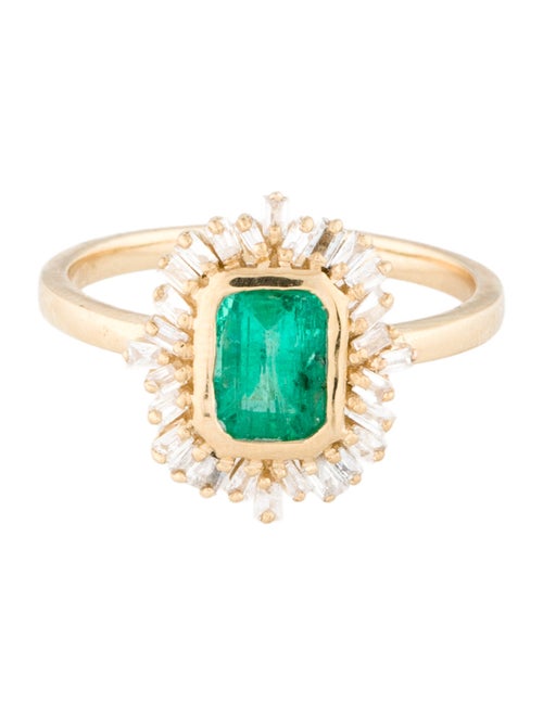 Jewelmak 14K Emerald & Diamond Cocktail Ring