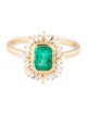 Jewelmak 14K Emerald & Diamond Cocktail Ring