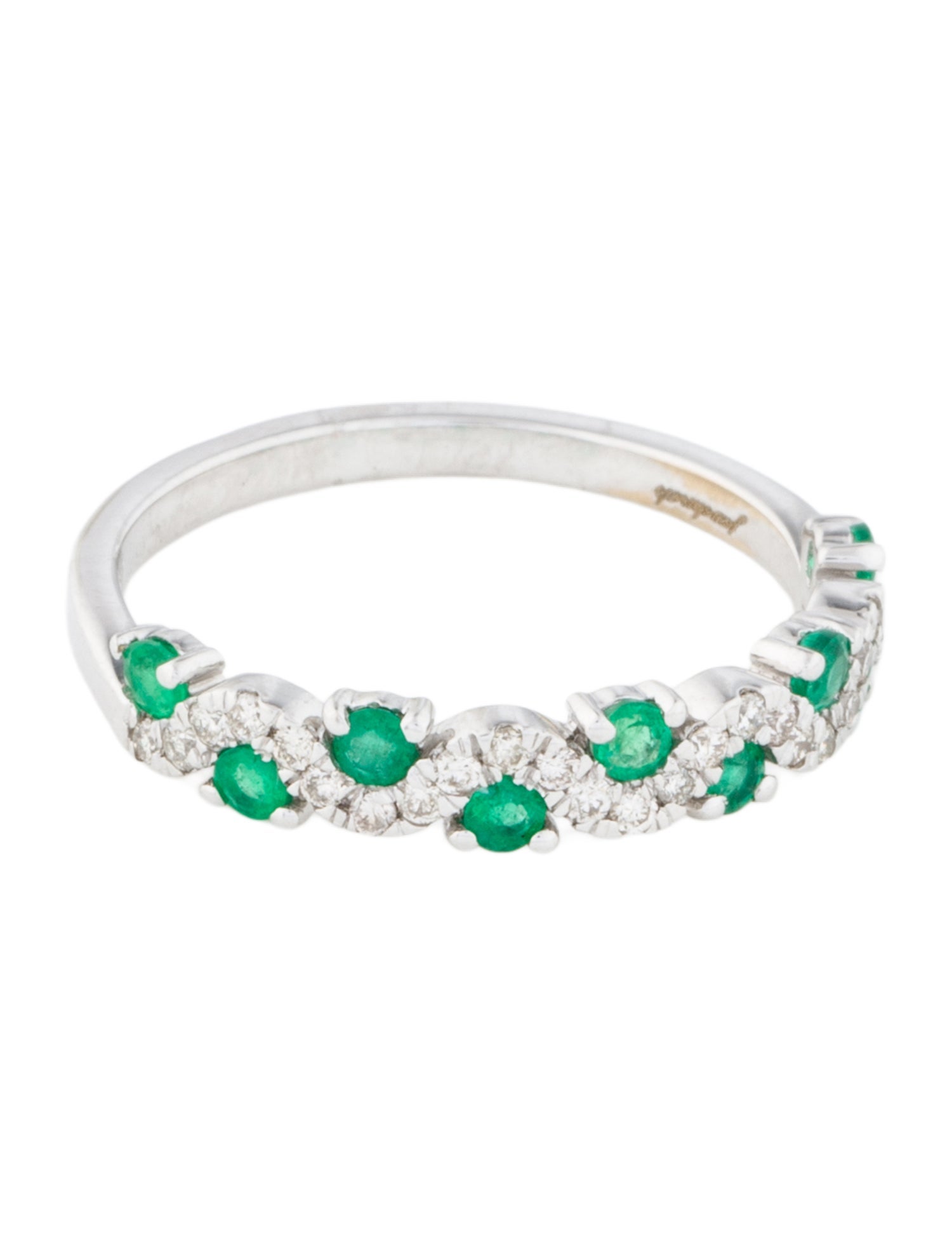 Jewelmak 18K Emerald & Diamond Band