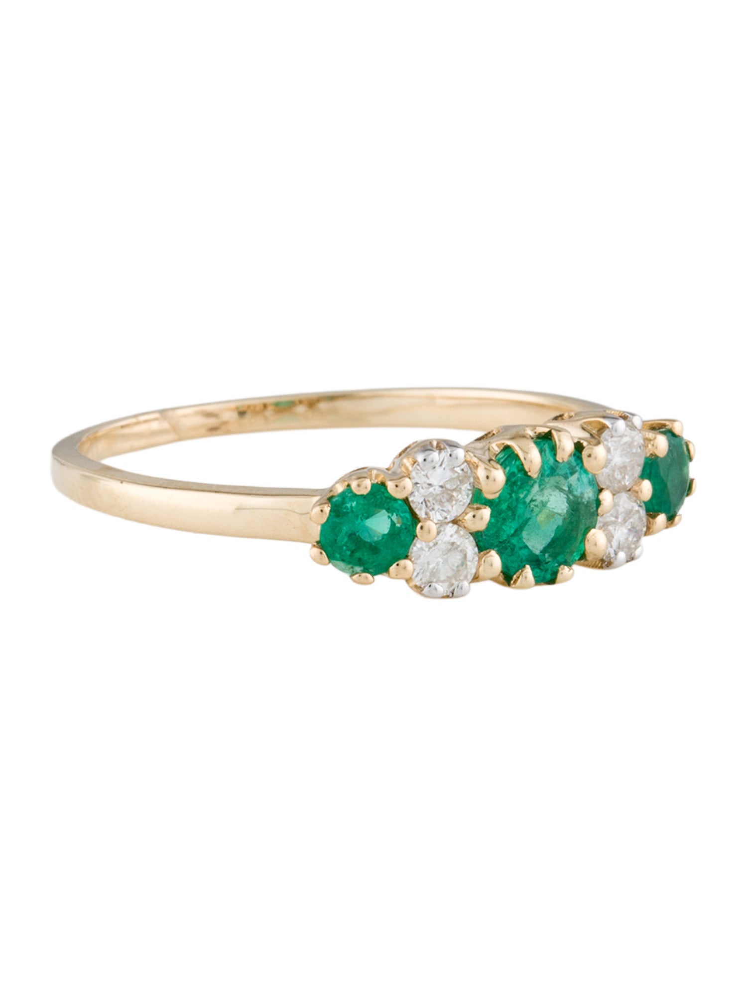 Jewelmak 14K Emerald & Diamond Cocktail Ring