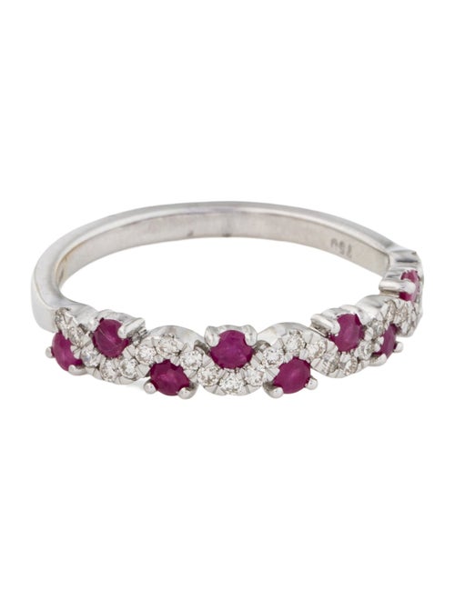 Jewelmak 18K Ruby & Diamond Wave Band