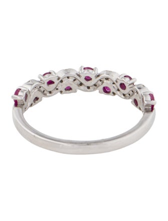 Jewelmak 18K Ruby & Diamond Wave Band