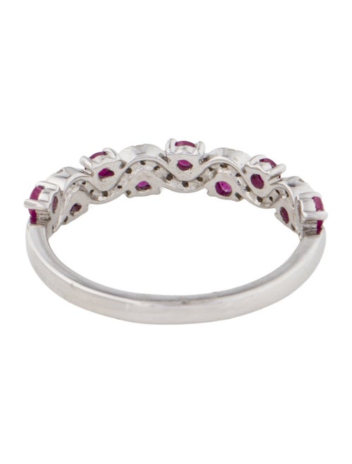Jewelmak 18K Ruby & Diamond Wave Band