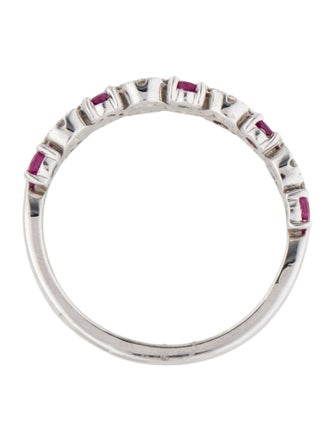 Jewelmak 18K Ruby & Diamond Wave Band