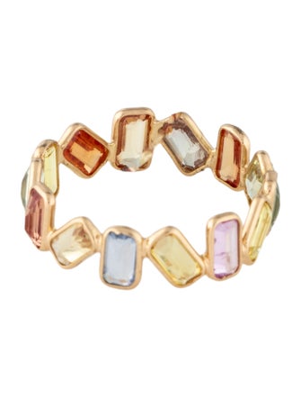 Jewelmak 18K 3.56ctw Sapphire Eternity Ring