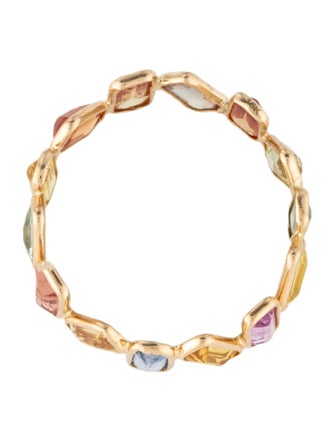 Jewelmak 18K 3.56ctw Sapphire Eternity Ring