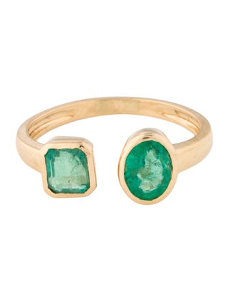 Jewelmak 18K 1.09ctw Emerald Open Cocktail Ring