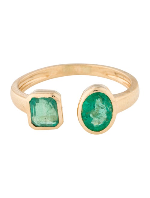 Jewelmak 18K 1.09ctw Emerald Open Cocktail Ring