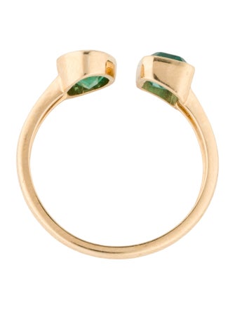 Jewelmak 18K 1.09ctw Emerald Open Cocktail Ring