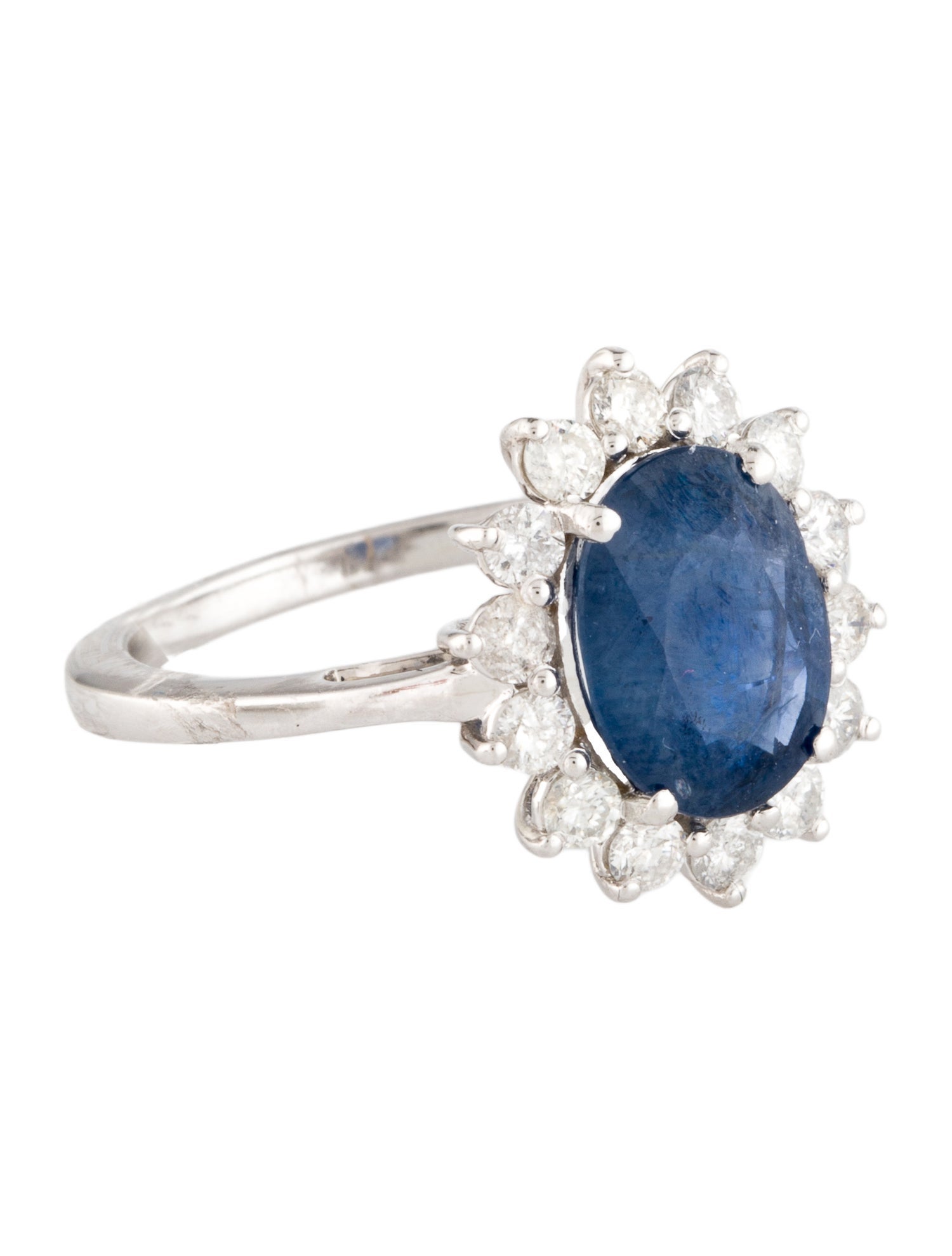 Jewelmak 14K 3.05ct Sapphire & Diamond Cocktail Ring