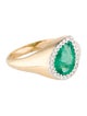 Jewelmak 18K 1.32ct Emerald & Diamond Cocktail Ring