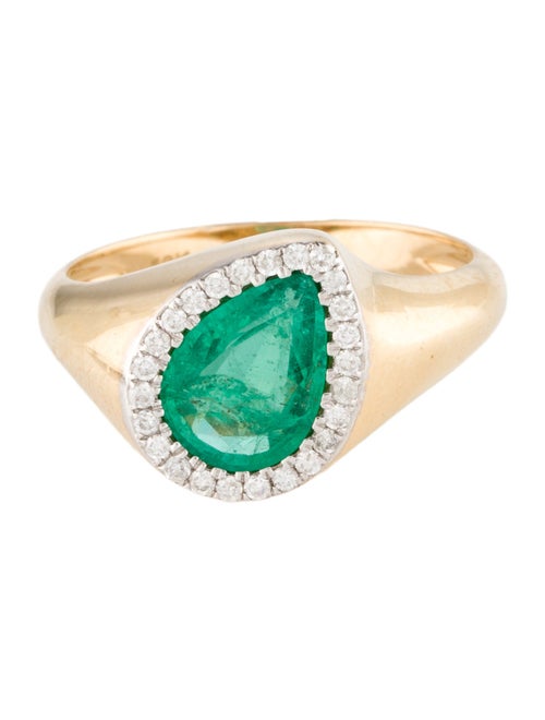 Jewelmak 18K 1.32ct Emerald & Diamond Cocktail Ring
