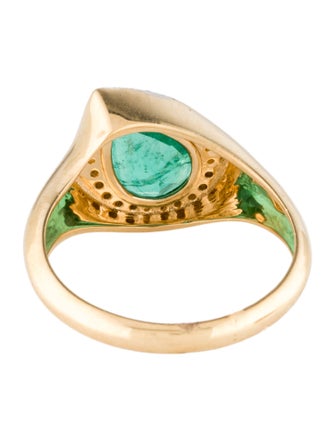 Jewelmak 18K 1.32ct Emerald & Diamond Cocktail Ring