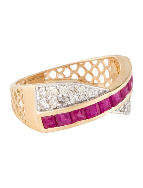 Jewelmak 14K 1.05ctw Ruby & Diamond Band