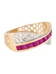 Jewelmak 14K 1.05ctw Ruby & Diamond Band