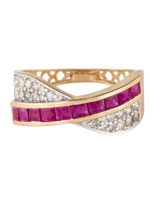 Jewelmak 14K 1.05ctw Ruby & Diamond Band