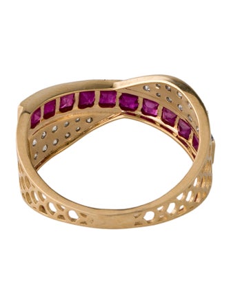 Jewelmak 14K 1.05ctw Ruby & Diamond Band