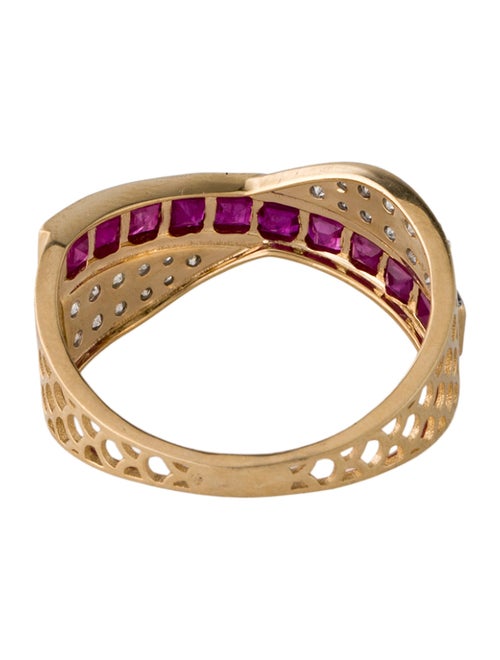 Jewelmak 14K 1.05ctw Ruby & Diamond Band