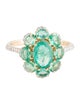 Jewelmak 14K 2.44ctw Emerald & Diamond Flower Cluster Ring