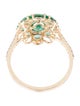 Jewelmak 14K 2.44ctw Emerald & Diamond Flower Cluster Ring