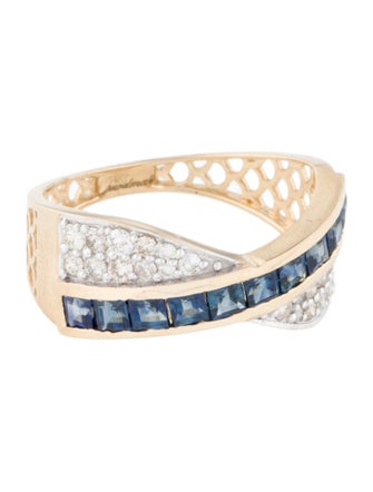 Jewelmak 14K Sapphire & Diamond Band