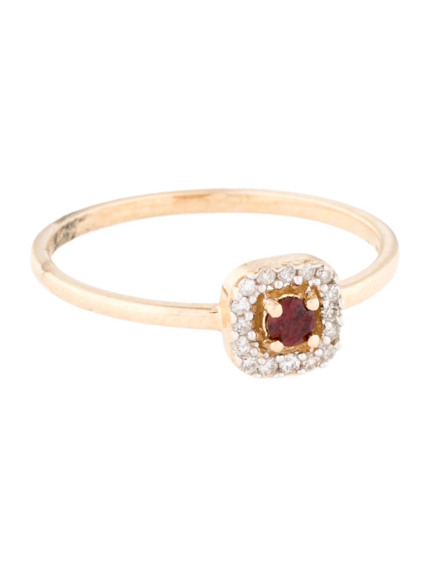 Jewelmak 14k Garnet & Diamond Princess Cut Ring