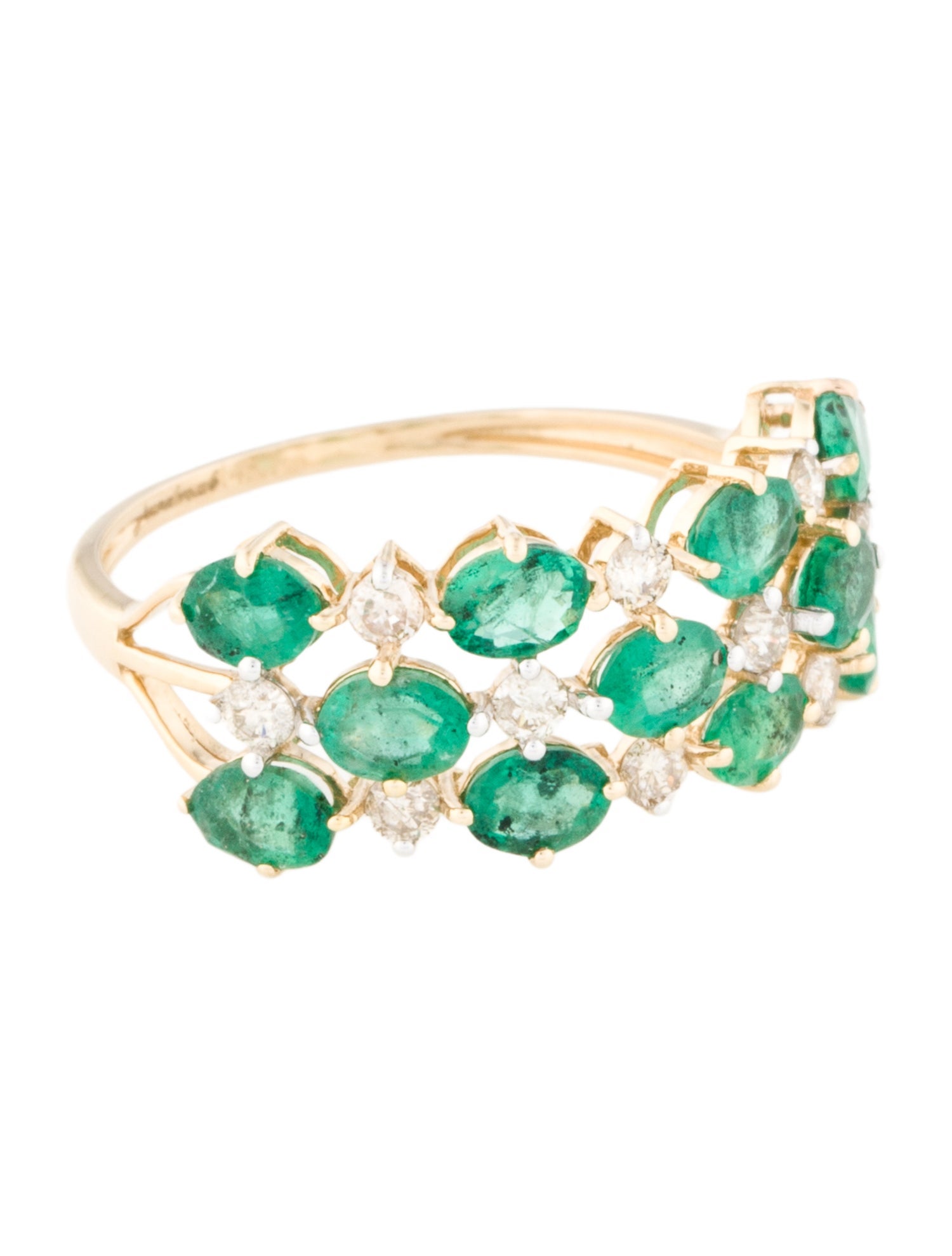 Jewelmak 14K Emerald & Diamond Cluster Ring