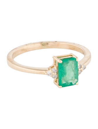 Jewelmak 14K Emerald & Diamond Cocktail Ring