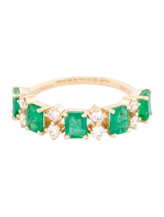 Jewelmak 14K 1.45ctw Emerald & Diamond Band