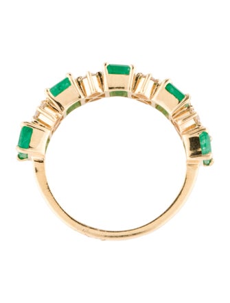 Jewelmak 14K 1.45ctw Emerald & Diamond Band
