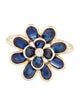 Jewelmak 14K 3.15ctw Sapphire & Diamond Flower Cocktail Ring