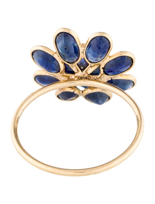 Jewelmak 14K 3.15ctw Sapphire & Diamond Flower Cocktail Ring