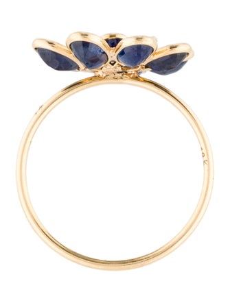 Jewelmak 14K 3.15ctw Sapphire & Diamond Flower Cocktail Ring