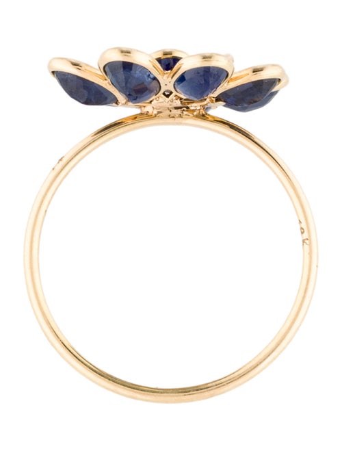 Jewelmak 14K 3.15ctw Sapphire & Diamond Flower Cocktail Ring